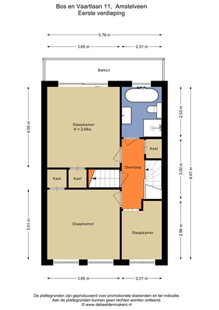Floorplan - Bos en Vaartlaan 11, 1181 AA Amstelveen